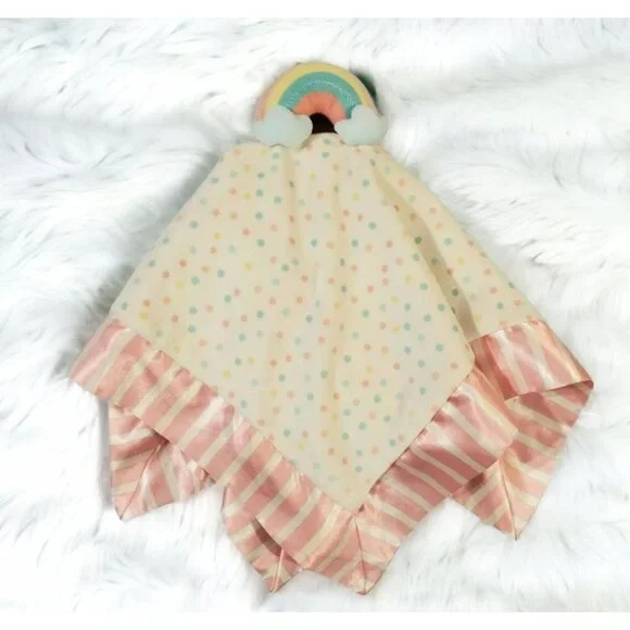 Matilda Jane Lovey Security Blanket Dream Chasers Rainbow Satin Trim Polka Dots - Picture 1 of 10